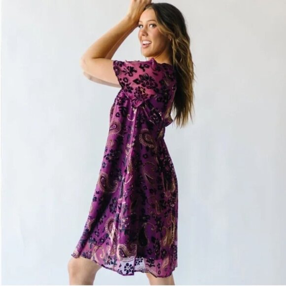 NWT Piper & Scoot The Albie Burnout Velvet Dress in Purple Women's XXL Purple - Picture 7 of 16